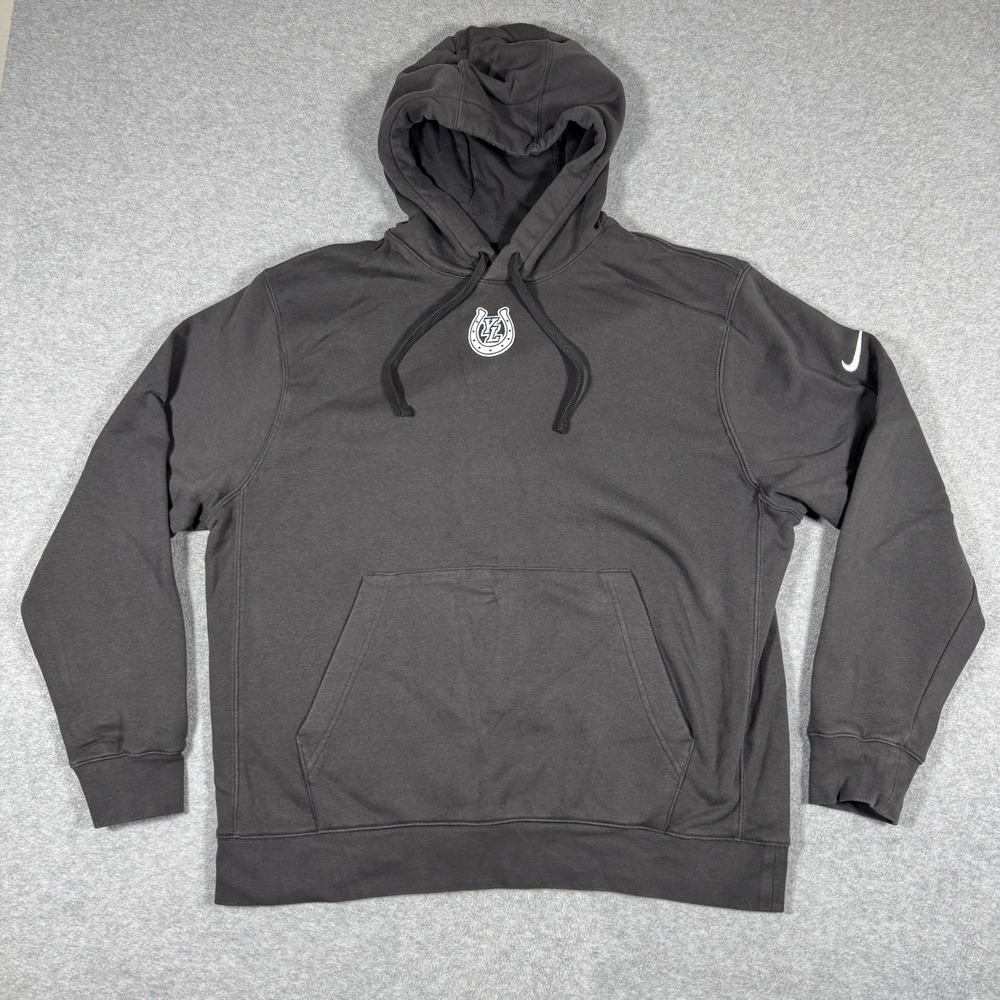 Nike Hoodie Men's XL Charcoal Gray Horseshoe Logo Swoosh Sleeve Pullover